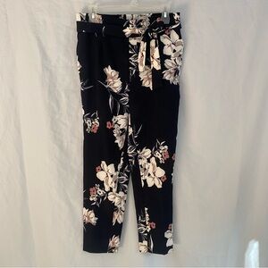 ONE by Chapter One Floral Navy Blue Casual Pants with Belt